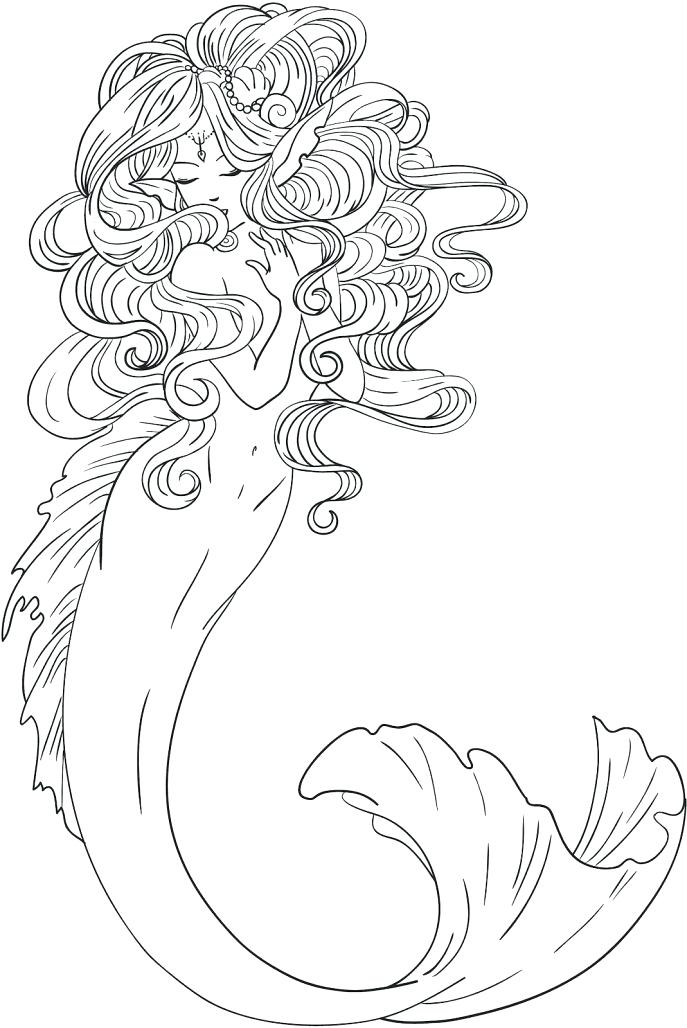 687x1028 Mermaid Coloring Pages Online Medium Size Of Mermaid Coloring
