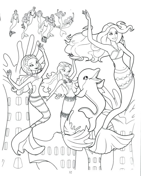 590x738 Mermaid Tail Coloring Pages Pin Drawn Barbie Mermaid 4 Barbie