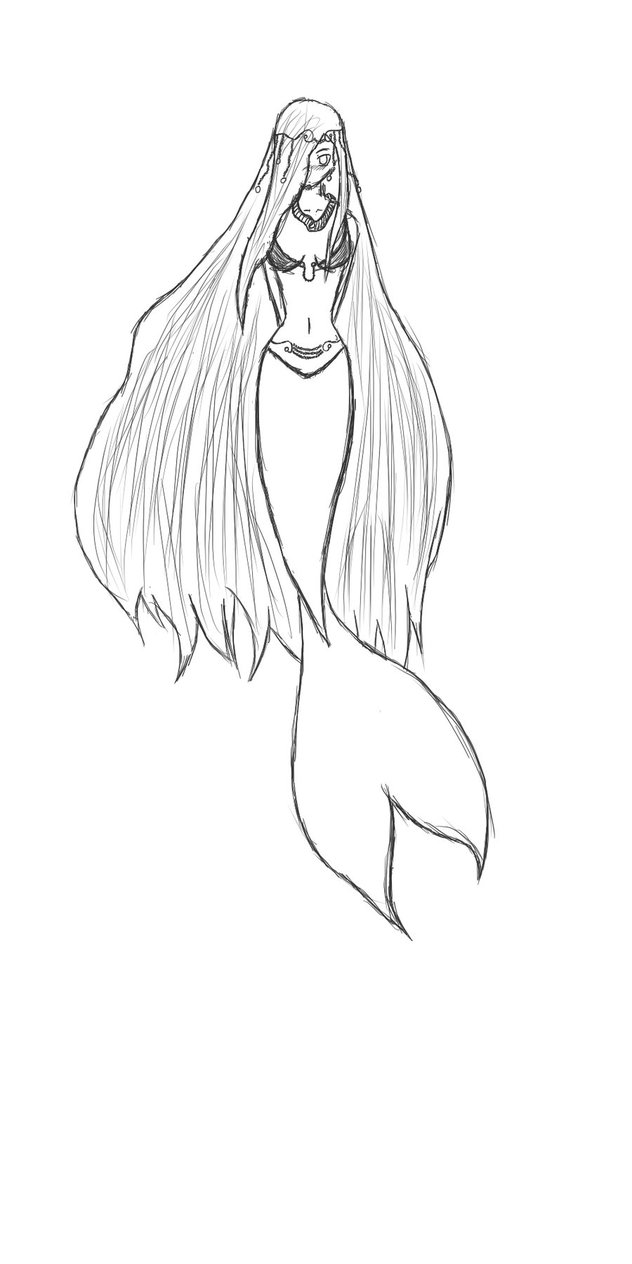 632x1264 Mermaid Sketch Two By Emo Poet17