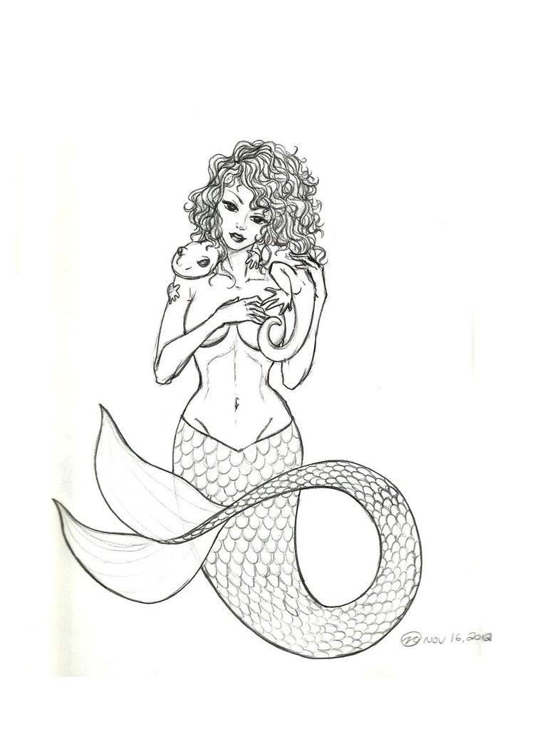 762x1048 Sketch Mermaid By Creativegoth18