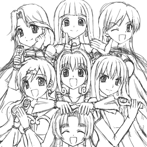 500x500 7 Mermaid Melody Idols Outline By Lovelyluchia