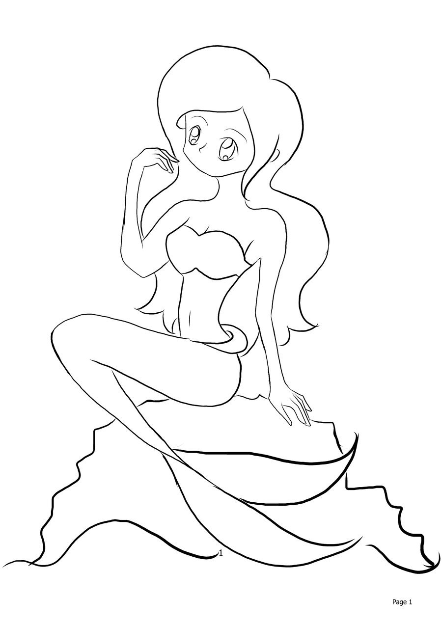 900x1273 Mermaid Outline By Gothickirin