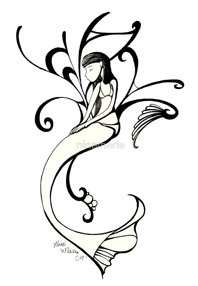 695x1000 Mermaid Outline By Ninamarie Redbubble