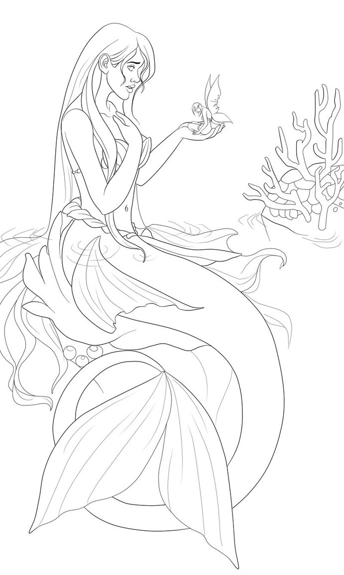 691x1156 Benign Mermaid By Madam Marla On Coloring Pages Sea