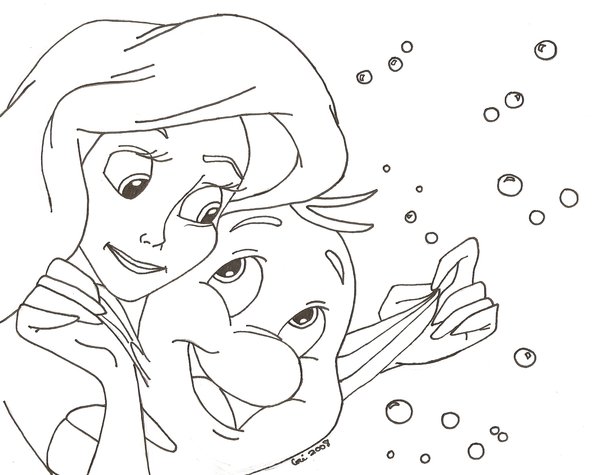 600x475 The Little Mermaid No Color By Drawing Mommy