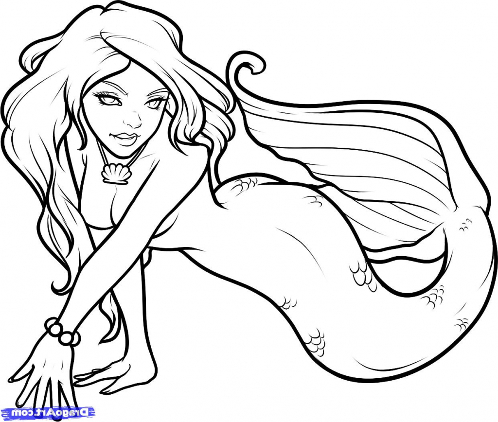 1024x868 Easy Mermaid Drawing How To Draw A Mermaid Girl Mermaid Girl Step