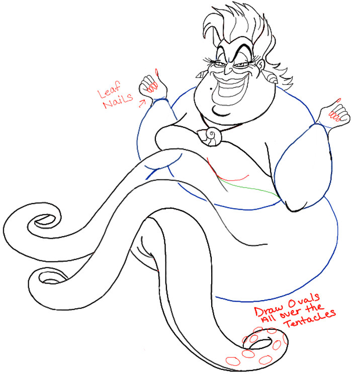 700x744 How Draw Ursula The Sea Witch From The Little Mermaid Step By Step