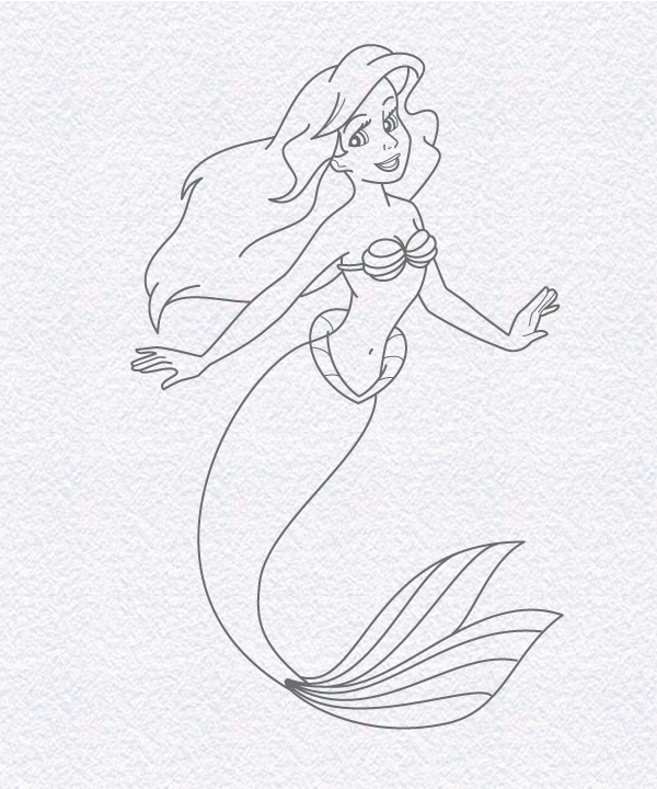 600x720 How To Draw Ariel, The Little Mermaid Doodleberry Patch