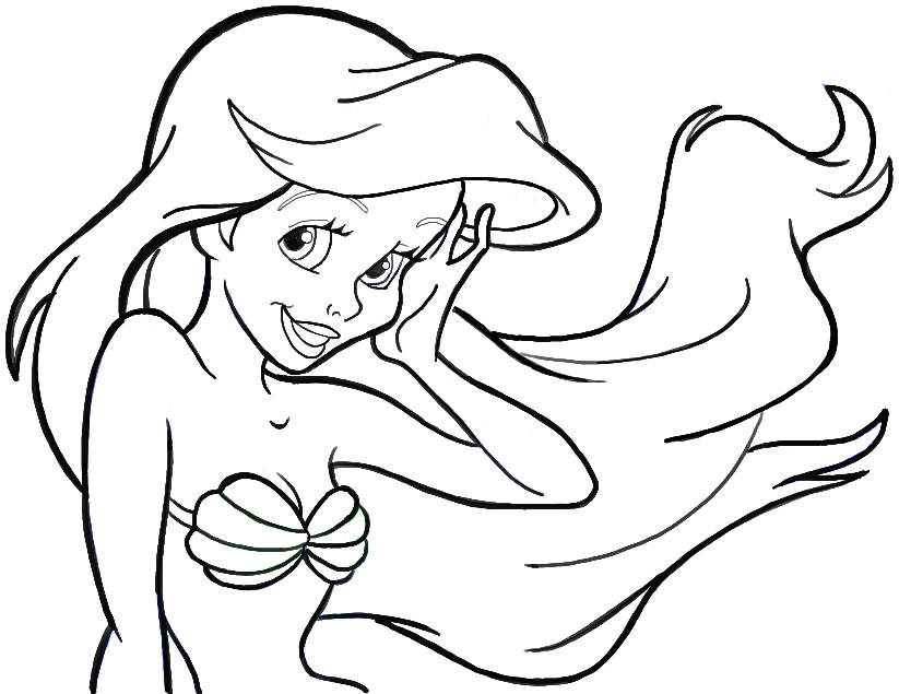 823x635 How To Draw Ariel From The Little Mermaid Step By Step Drawing