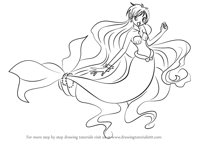 800x566 Learn How To Draw Hanon In Mermaid From Mermaid Melody (Mermaid
