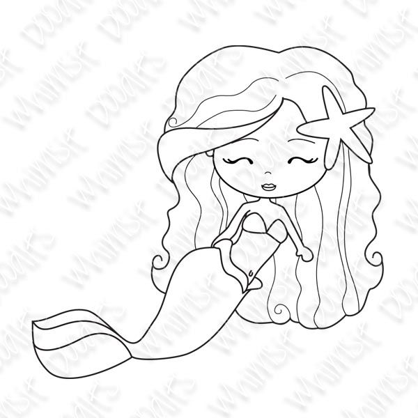 600x600 Digi Mermaid Girl Tween Kid Ocean Fish Adult Coloring For Cards