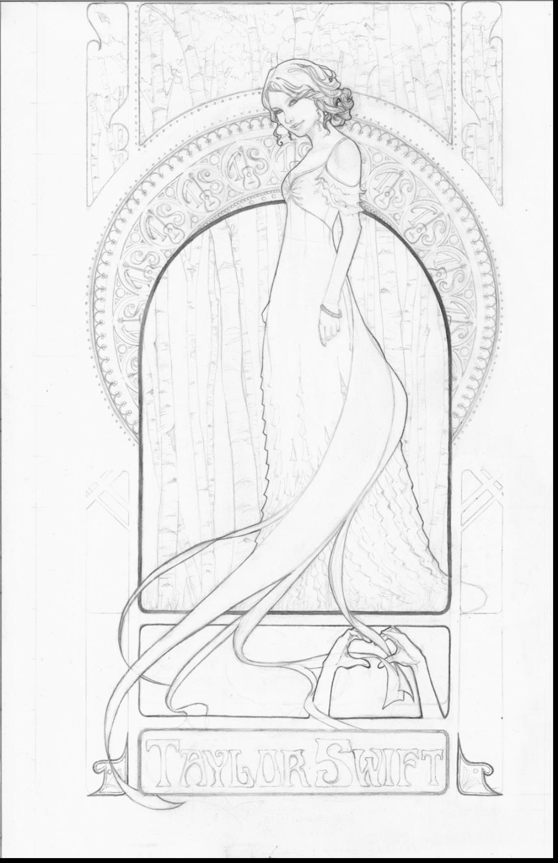 1138x1760 Spectacular Mermaid Hair Drawing With Taylor Swift Coloring Pages