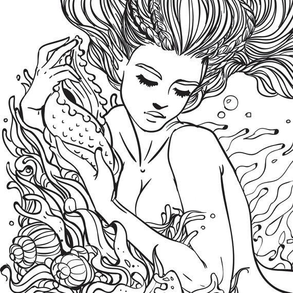 Mermaid Line Drawing