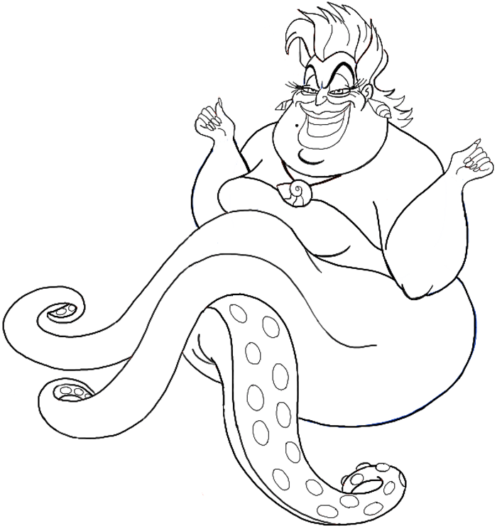 700x744 How Draw Ursula The Sea Witch From The Little Mermaid Step By Step