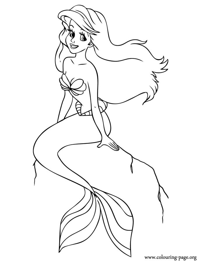 700x914 In This Free Coloring Sheet, Ariel Is Sitting On A Rock. Just