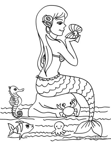 363x470 Mermaid With Her Friends Coloring Pages
