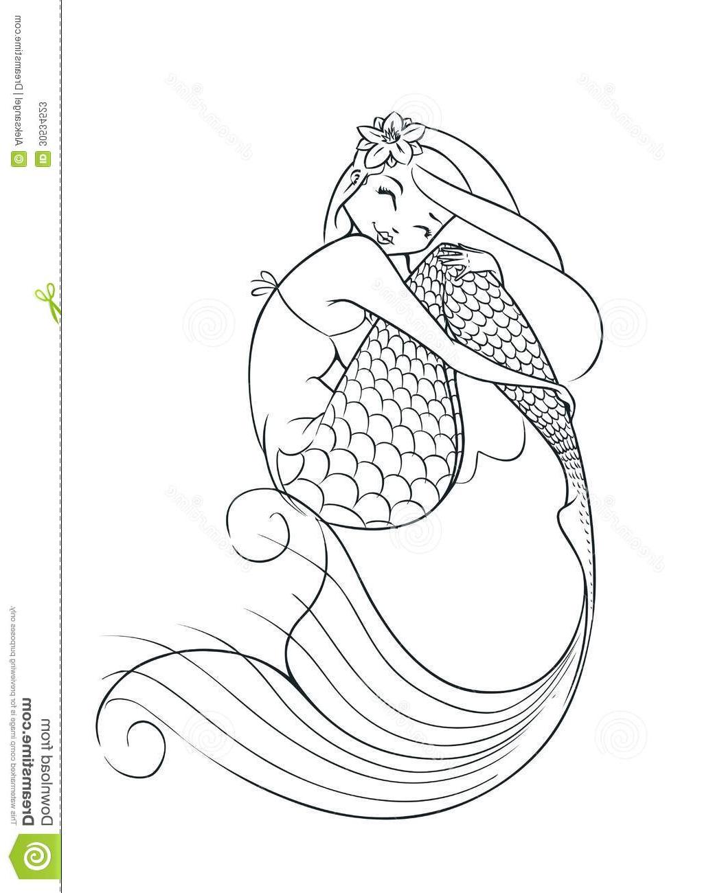 Mermaid Outline Drawing at GetDrawings | Free download