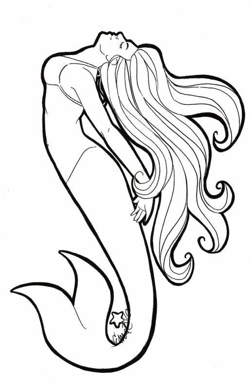 516x800 Mermaid Outline Clipart