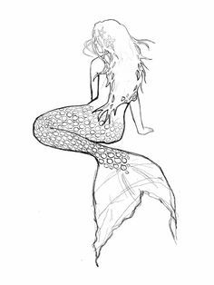 Mermaid Sitting On A Rock Drawing at GetDrawings | Free download