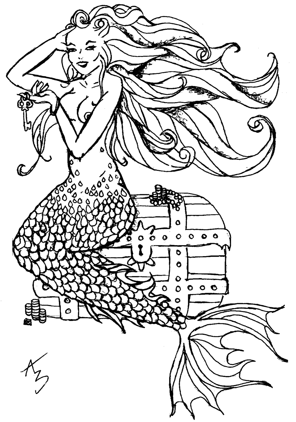 1024x1460 Mermaid Tattoo Design By Azuresweet