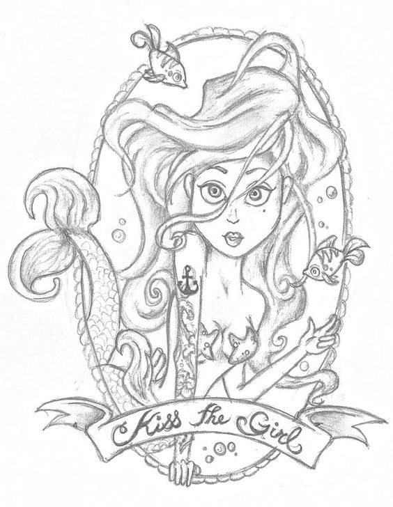 564x728 Collection Of The Little Mermaid Tattoo Sketch
