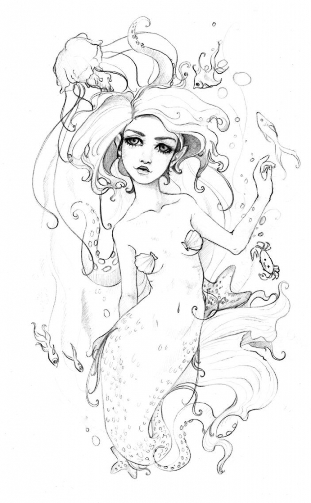 634x1024 Mermaid Pencil Drawings Mermaid Pencil Sketch Alcedechocolate