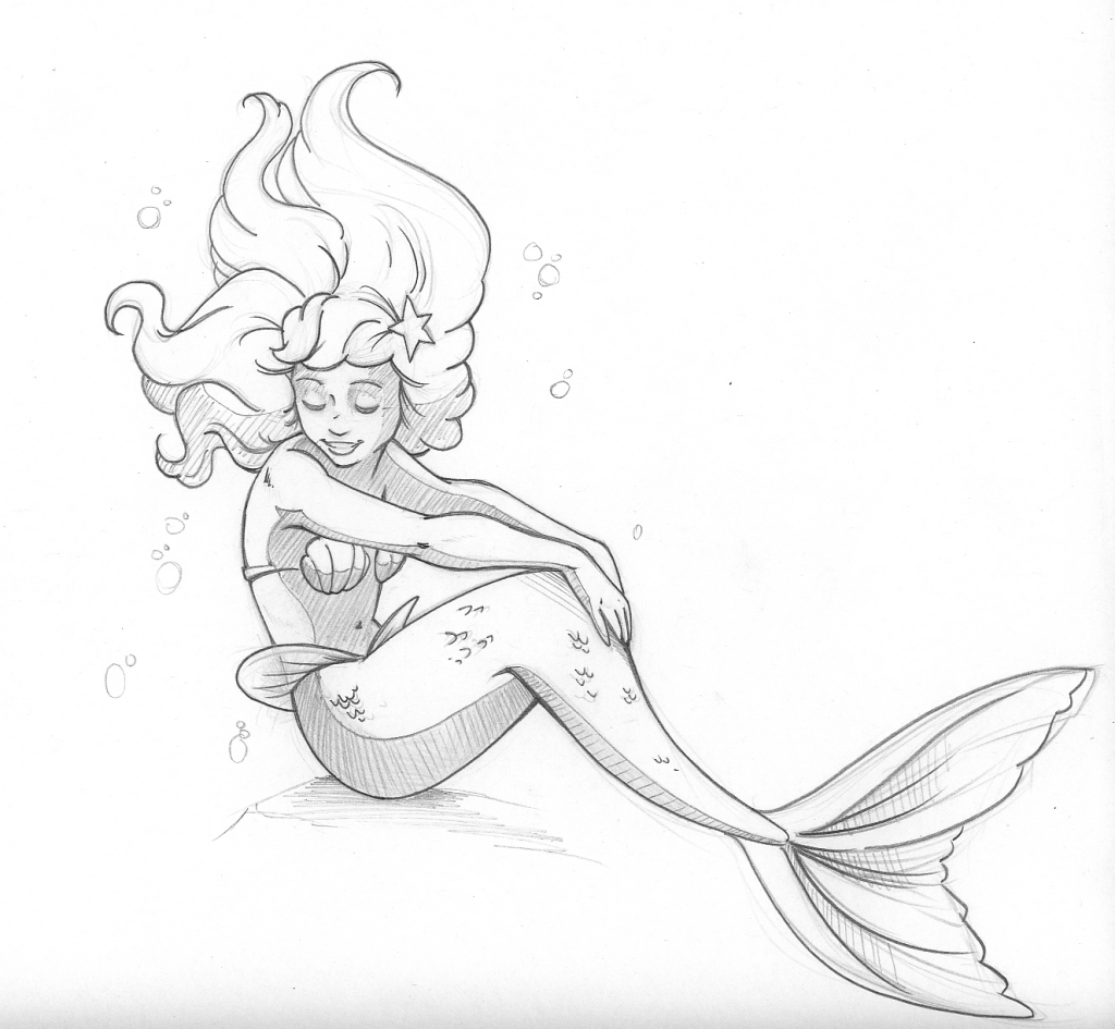 1024x945 Mermaid Pencil Sketch On Notebook Mermaid Pencil Drawing Pencil