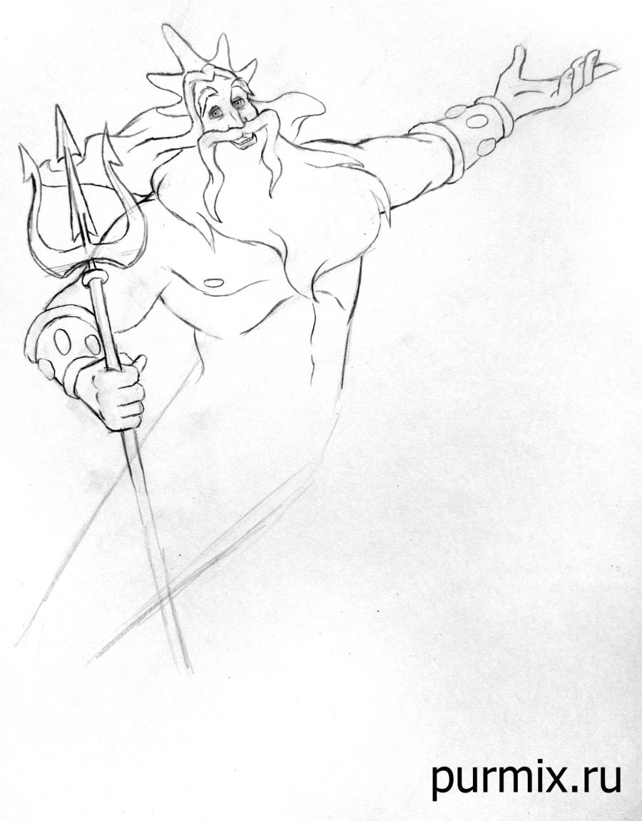 900x1150 How To Draw The Tsar Triton From The Little Mermaid With A Simple
