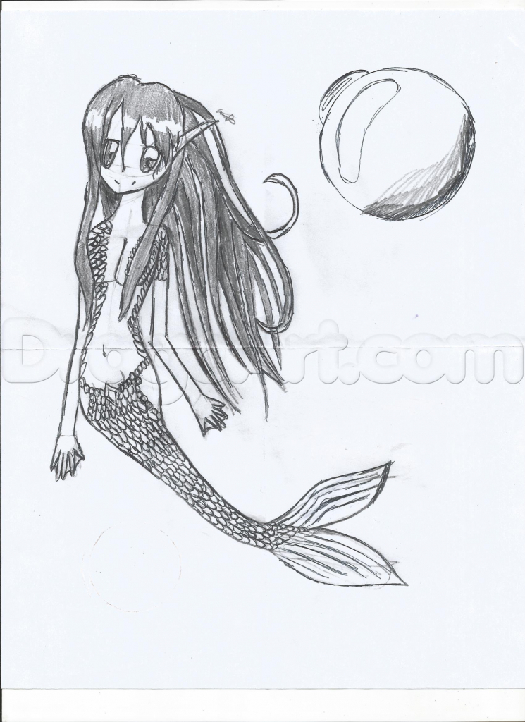 745x1024 Anime Mermaid Drawing How To Draw An Anime Mermaid, Stepstep