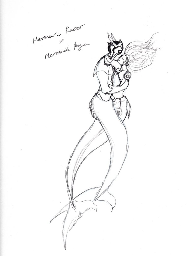 768x1041 Glts Merman Razer And Mermaid Aya Rough By Kyukitsune
