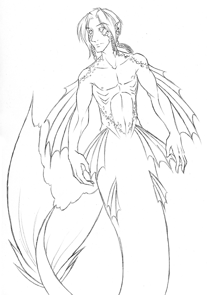 702x1000 Makali Merman Sketch By Evion