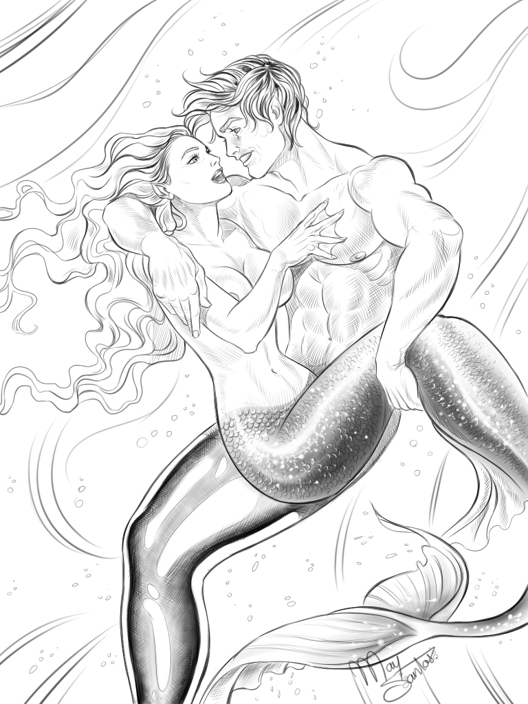 768x1024 Mermaid And Merman By Mayssantos