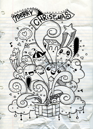 324x450 Hand Drawing Cartoon Character,merry Christmas Doodles Vector