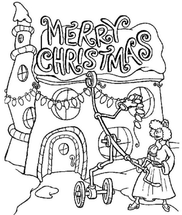 600x707 Snowman Merry Christmas Coloring Page