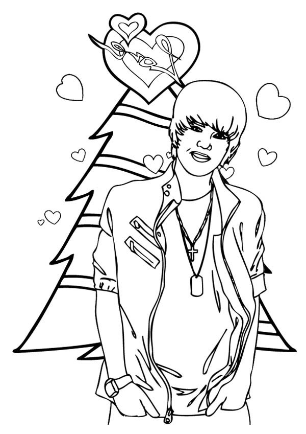 600x849 Merry Christmas Justin Bieber Coloring Page