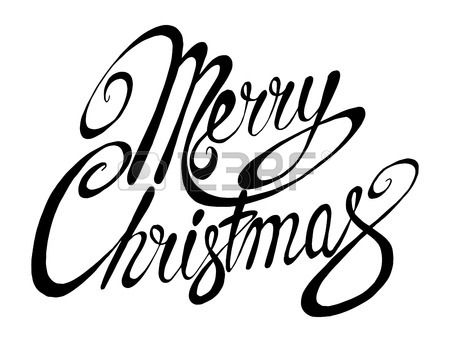 450x342 Vector Inscription Merry Christmas. Cover Title. Drawing By Hand