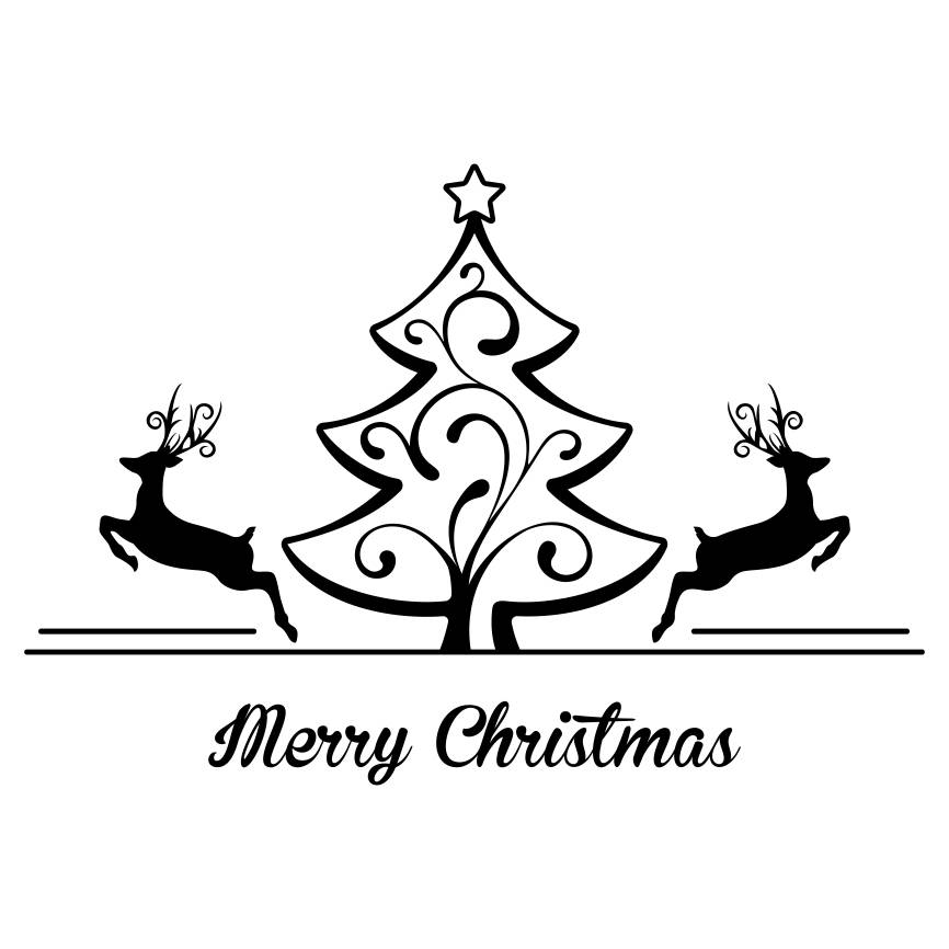 866x866 Merry Christmas Tree Deer Graphics Svg Dxf Eps Png Cdr Ai Pdf