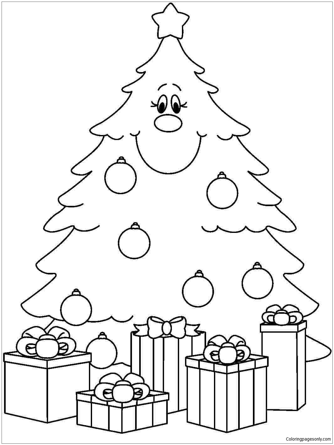1063x1414 The Christmas Tree And The Gift Box Coloring Page