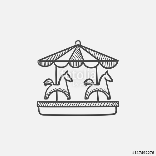 500x500 Merry Go Round Sketch Icon. Stock Image And Royalty Free Vector