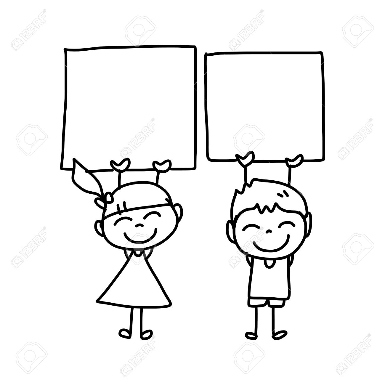 1300x1300 Hand Drawing Cartoon Concept Happy Kids Playing With Message