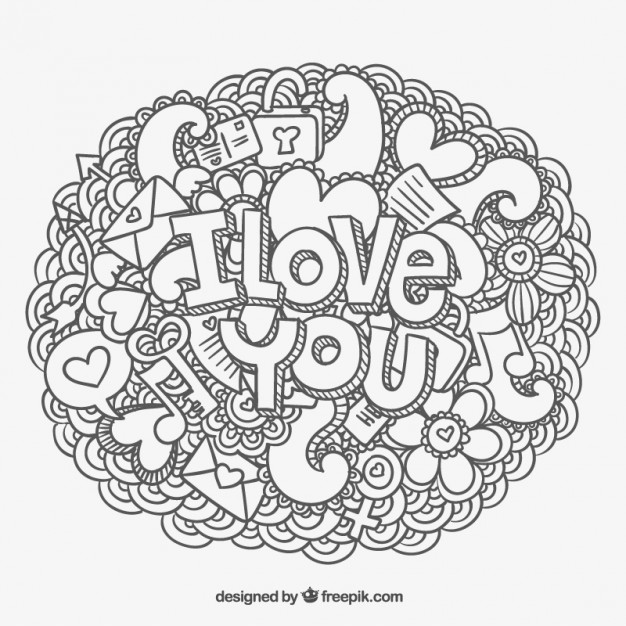 626x626 I Love You Message And Doodles Vector Free Download