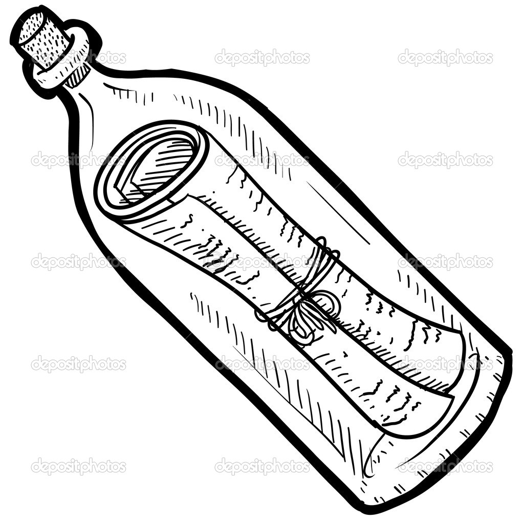 1024x1024 Message In A Bottle Sketch Stock Vector Lhfgraphics