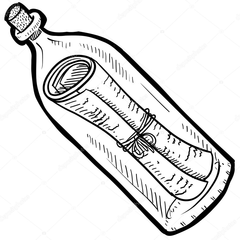 1024x1024 Message In A Bottle Sketch Stock Vector Lhfgraphics