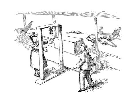 473x355 Man Going Through Airport Security With Mistletoe Over The Metal