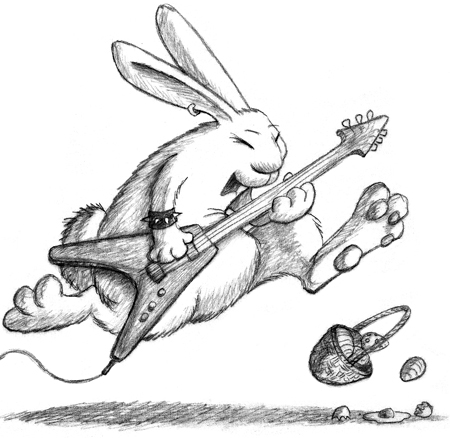 450x438 Heavy Metal Bunny Sketched Out