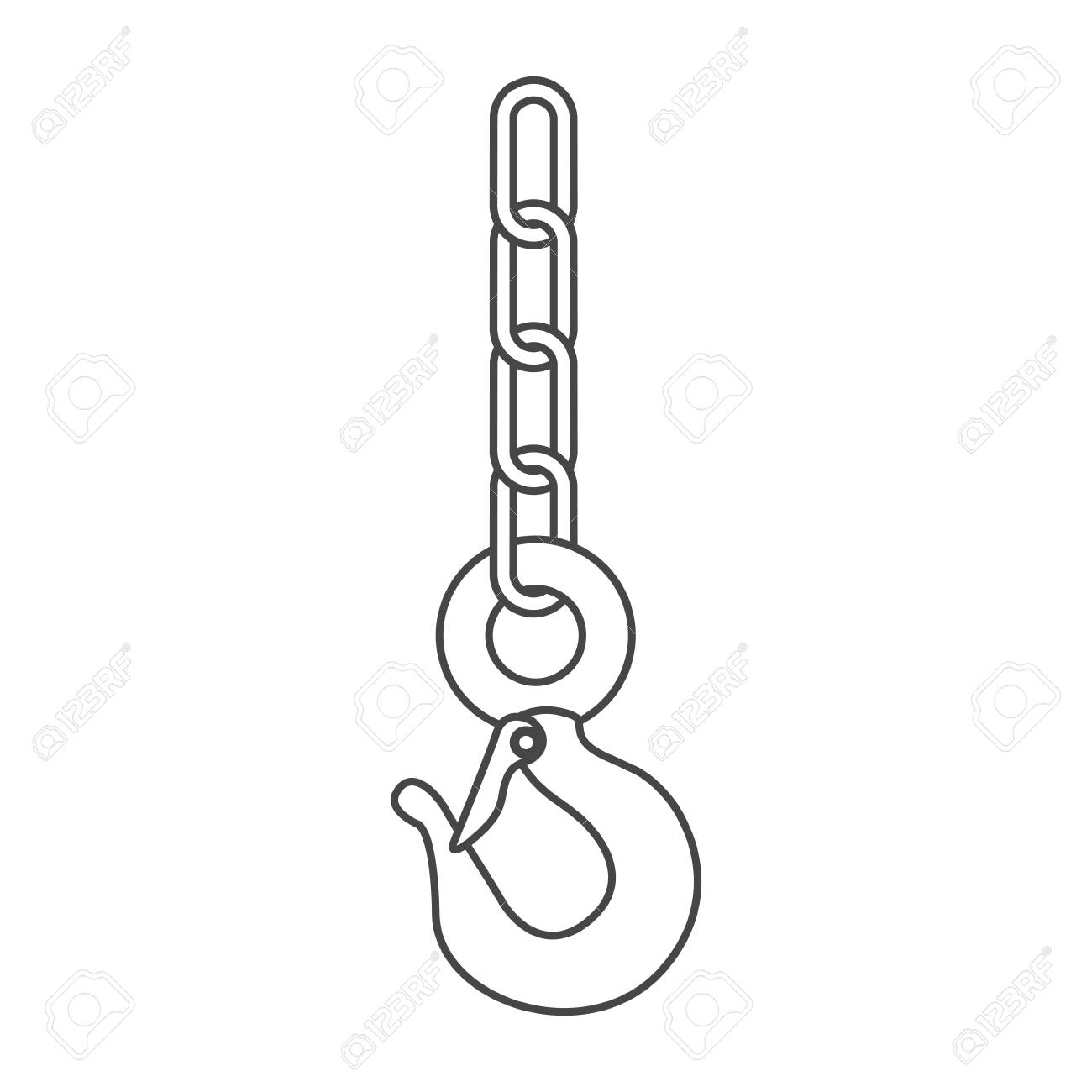 1300x1300 Sketch Silhouette Metallic Hook With Chain Vector Illustration