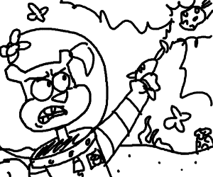 300x250 Sandy Cheeks Stops A Flying Meteor (Drawing By Vandalia)