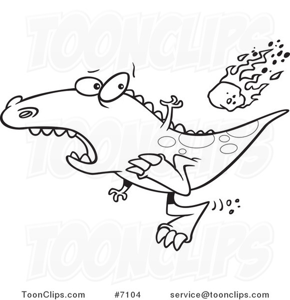 581x600 Cartoon Blacknd White Line Drawing Of Dinosaur Running