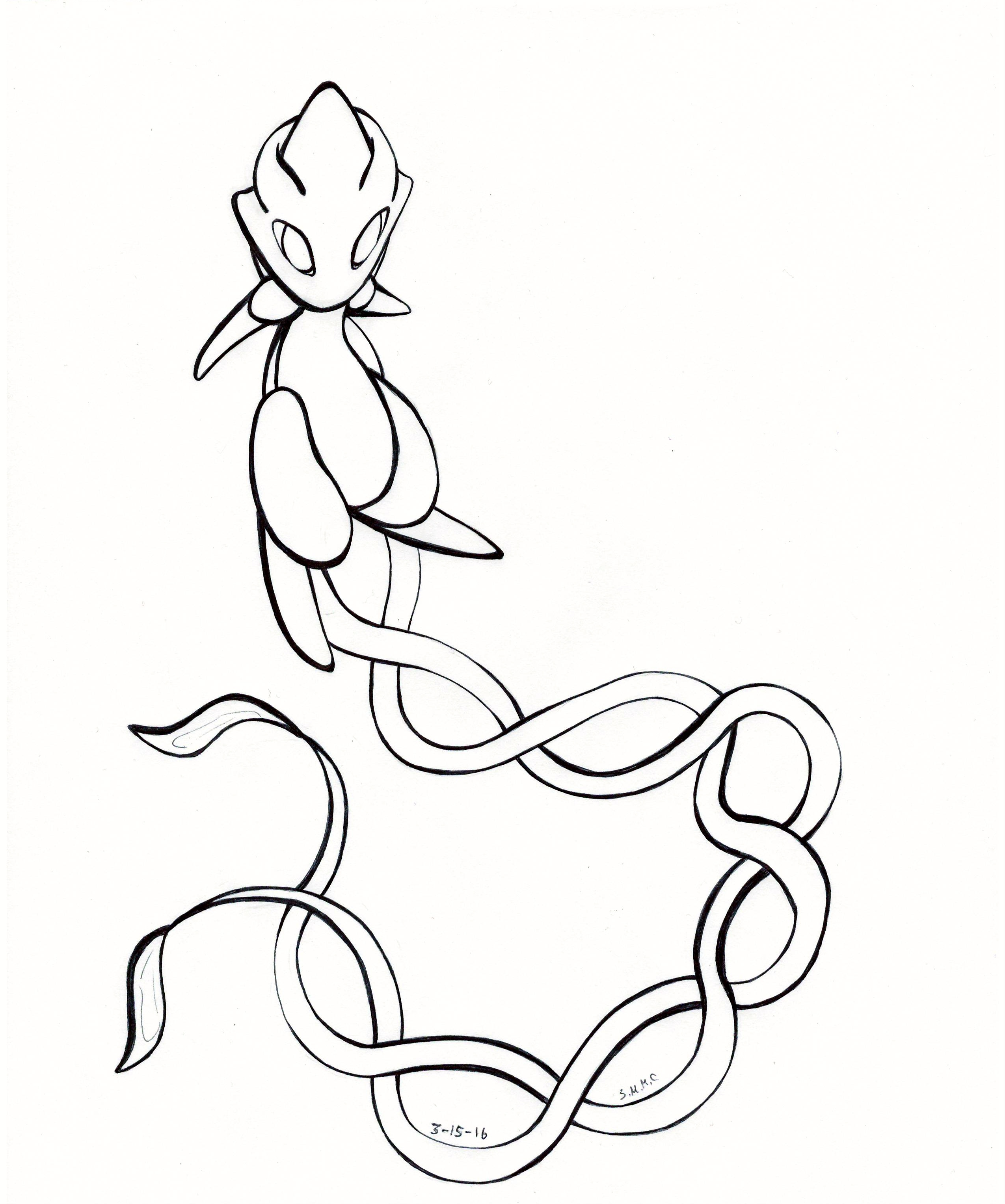 2550x3056 Mega Mew (Uncolored) By Prince Xonisco