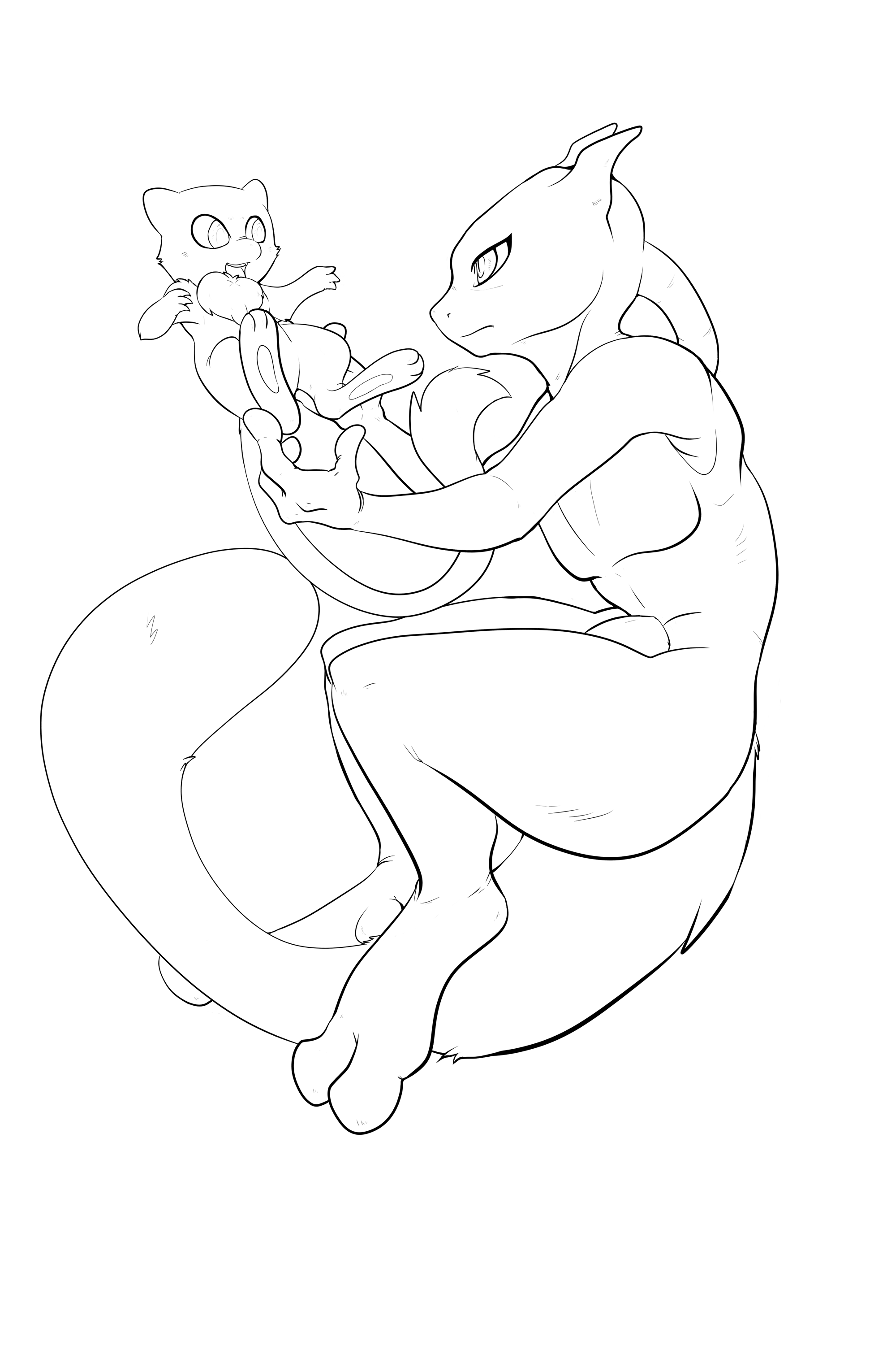 1980x3060 Mew And Mewtwo